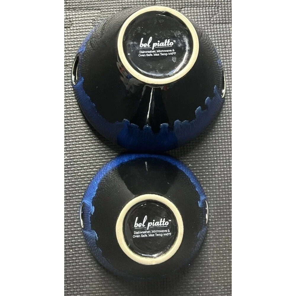 Bel Piatto stoneware bowl Set 2 BowlsDark Blue And Black